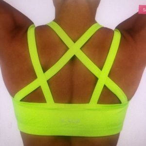 Kiava lightening neon yellow sports bra large